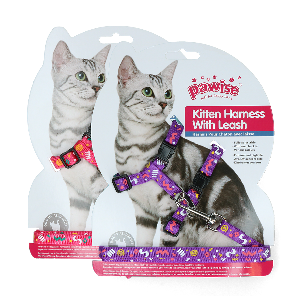 Pawise Kitten Harness With Leash Pink/Purple 2025 Pawise Kitten Harness With Leash Pink/Purple