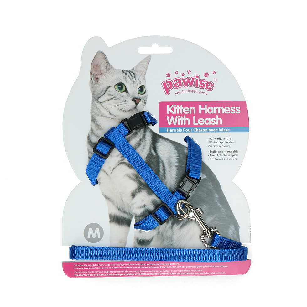Pawise Kitten Harness With Leash Red/Blue M 2025 Pawise Kitten Harness With Leash Red/Blue M - Afbeelding 3