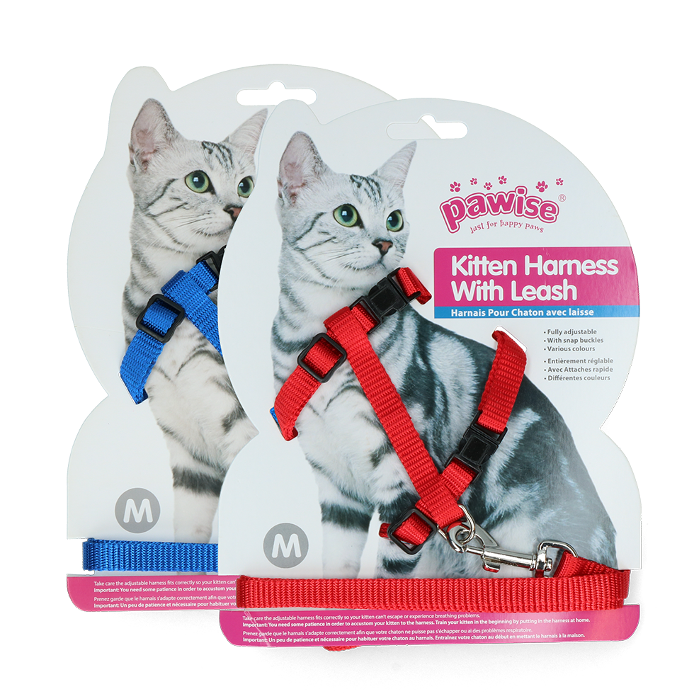 Pawise Kitten Harness With Leash Red/Blue M 2025 Pawise Kitten Harness With Leash Red/Blue M