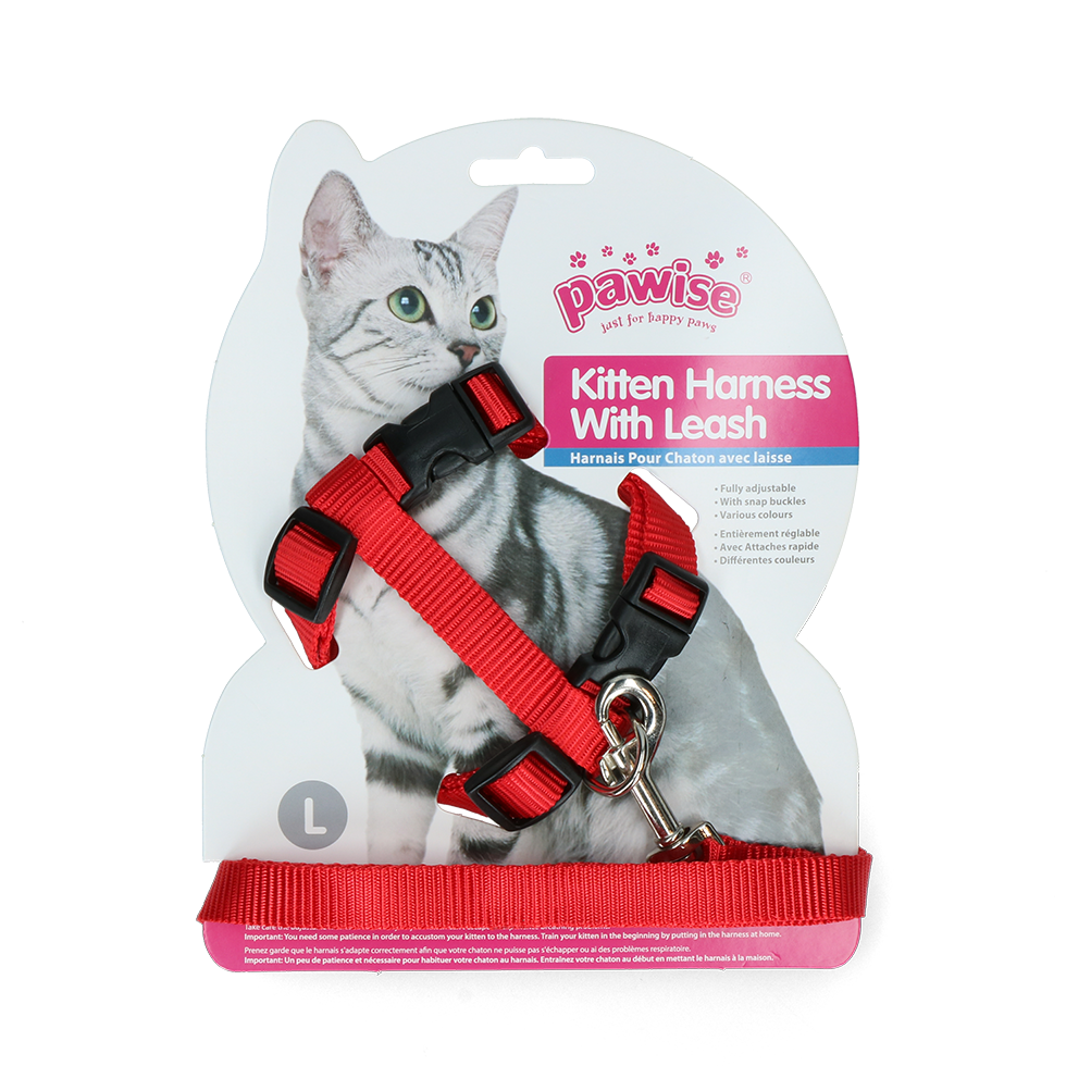 Pawise Kitten Harness With Leash Red/Blue L 2025 Pawise Kitten Harness With Leash Red/Blue L - Afbeelding 2