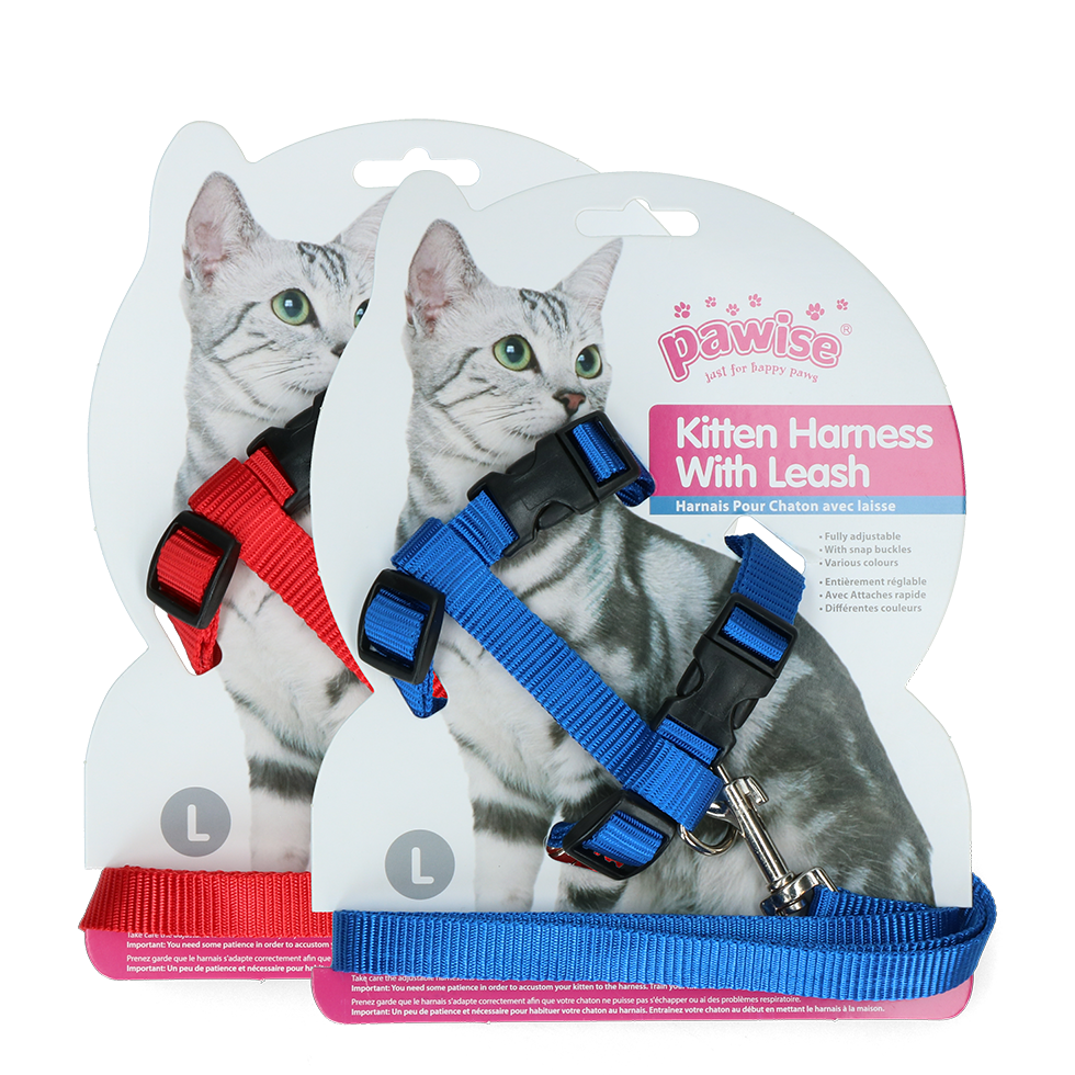 Pawise Kitten Harness With Leash Red/Blue L 2025 Pawise Kitten Harness With Leash Red/Blue L