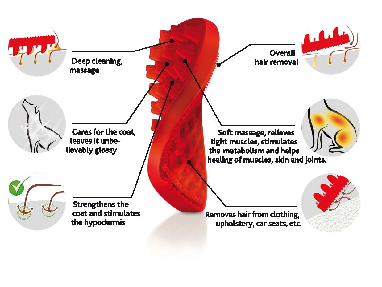 Pet+Me Dog Hair Brush Lang haar Rood 2025 Pet+Me Dog Hair Brush Lang haar Rood - Afbeelding 3