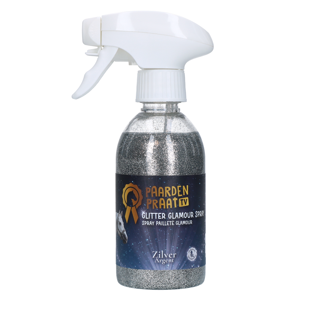 Paardenpraat TV Glitter Glamour Spray Zilver 2025 Paardenpraat TV Glitter Glamour Spray Zilver
