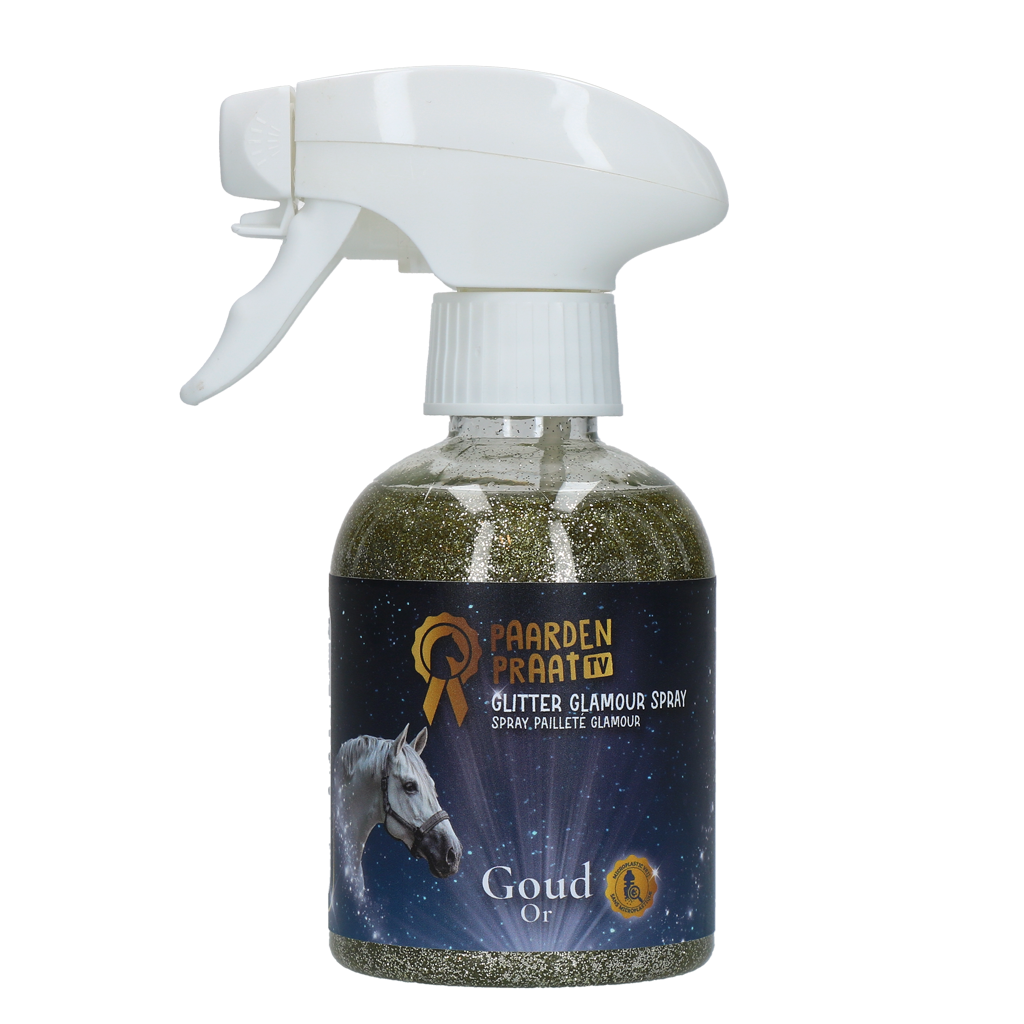 Paardenpraat TV Glitter Glamour Spray Goud 2025 Paardenpraat TV Glitter Glamour Spray Goud
