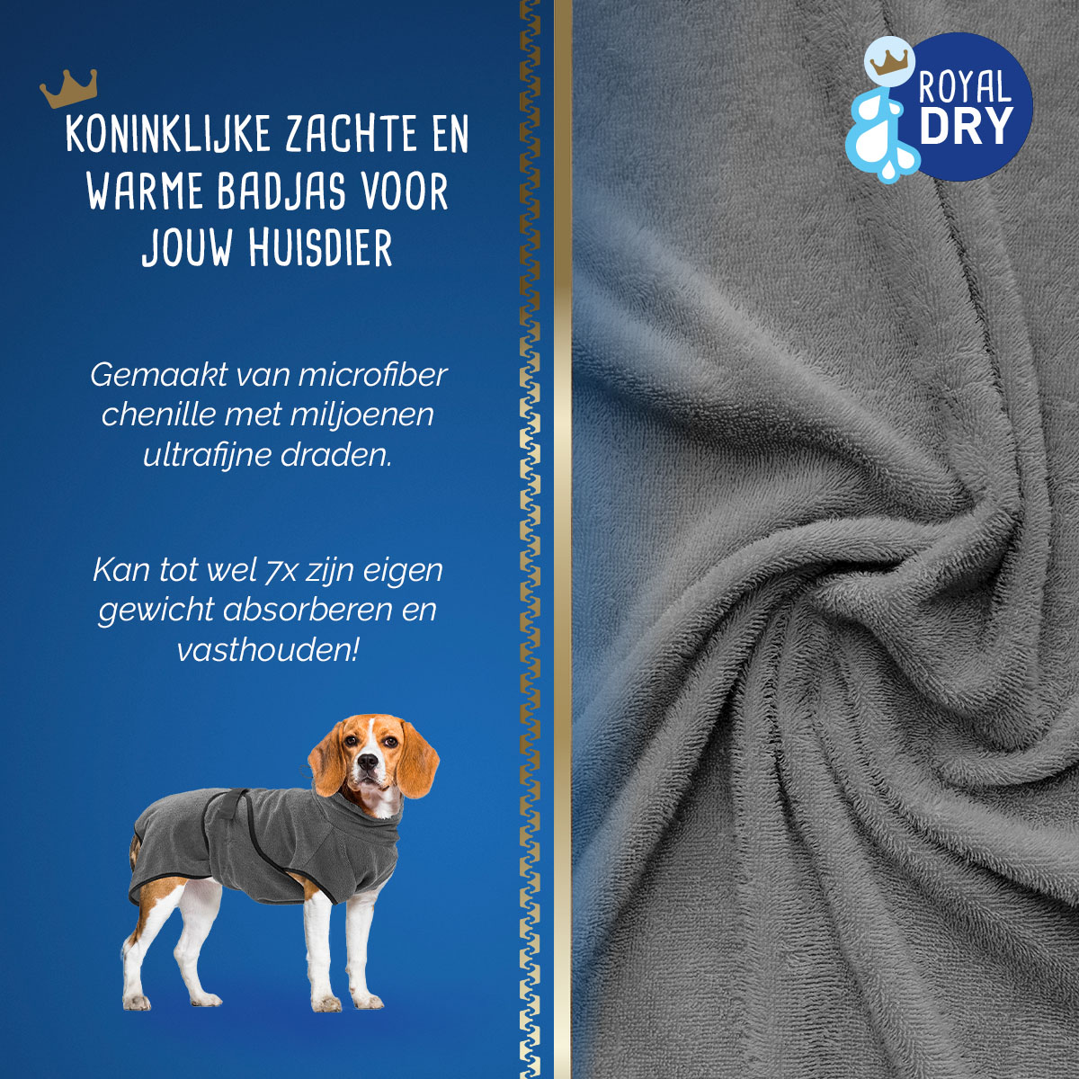Royal Dry Badjas Voor Honden M 2025 Royal Dry Badjas Voor Honden M - Afbeelding 3
