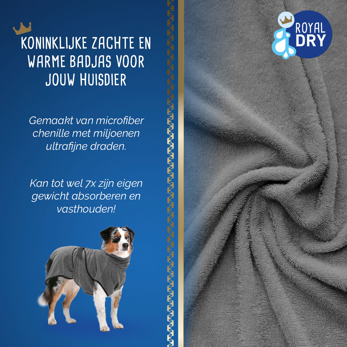 Royal Dry Badjas Voor Honden XL 2025 Royal Dry Badjas Voor Honden XL - Afbeelding 3