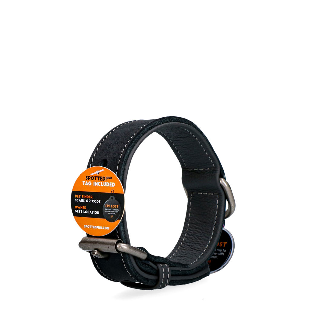 Spotted! Pro Leren Halsband Zwart 3 x 60 cm 2025 Spotted! Pro Leren Halsband Zwart 3 x 60 cm - Afbeelding 4