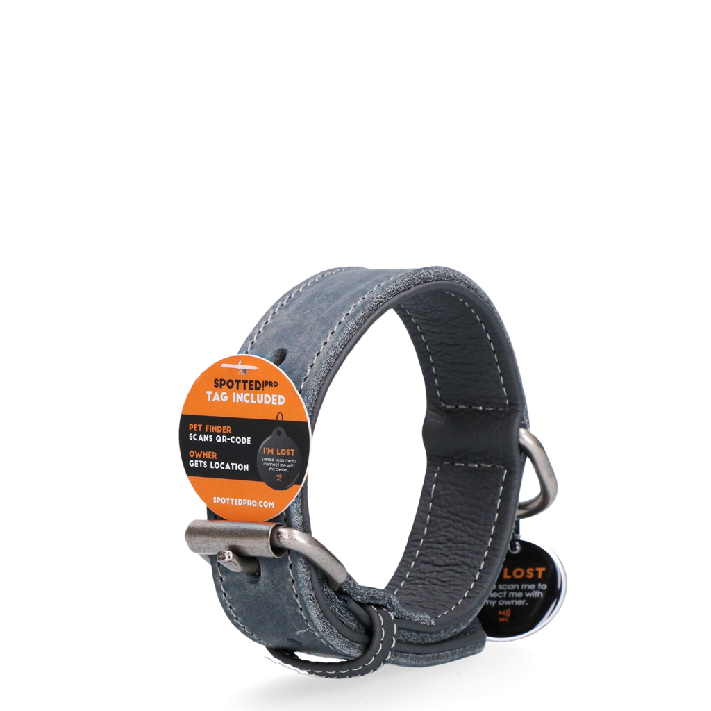 Spotted! Pro Leren Halsband Grijs 2,5 x 45 cm 2025 Spotted! Pro Leren Halsband Grijs 2,5 x 45 cm - Afbeelding 4