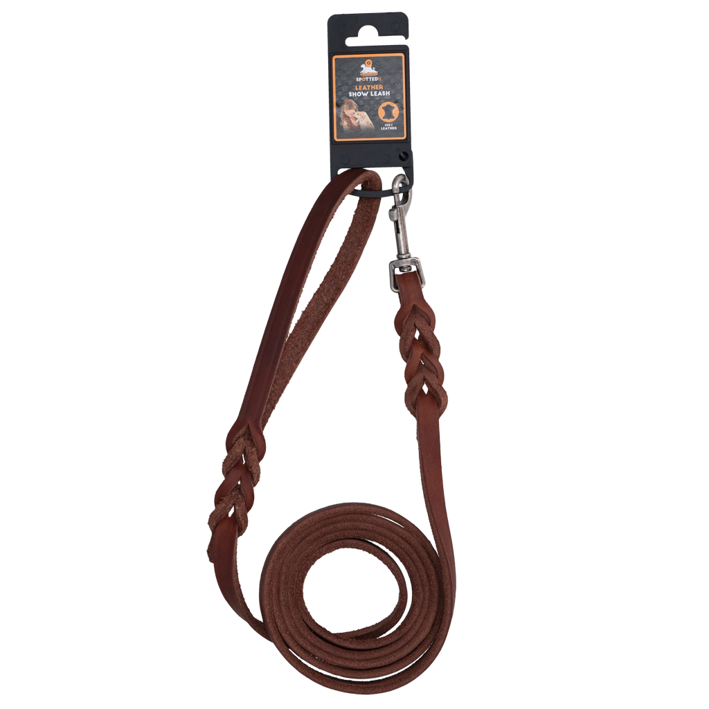 Spotted! Pro Leren Showlijn Bruin 1,2 x 180cm (Musketon) 2025 Spotted! Pro Leren Showlijn Bruin 1,2 x 180cm (Musketon) - Afbeelding 2