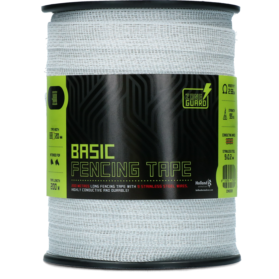 ZoneGuard 20 mm Basic afrasteringslint wit 200 m (9 draden) 2025 ZoneGuard 20 mm Basic afrasteringslint wit 200 m (9 draden)